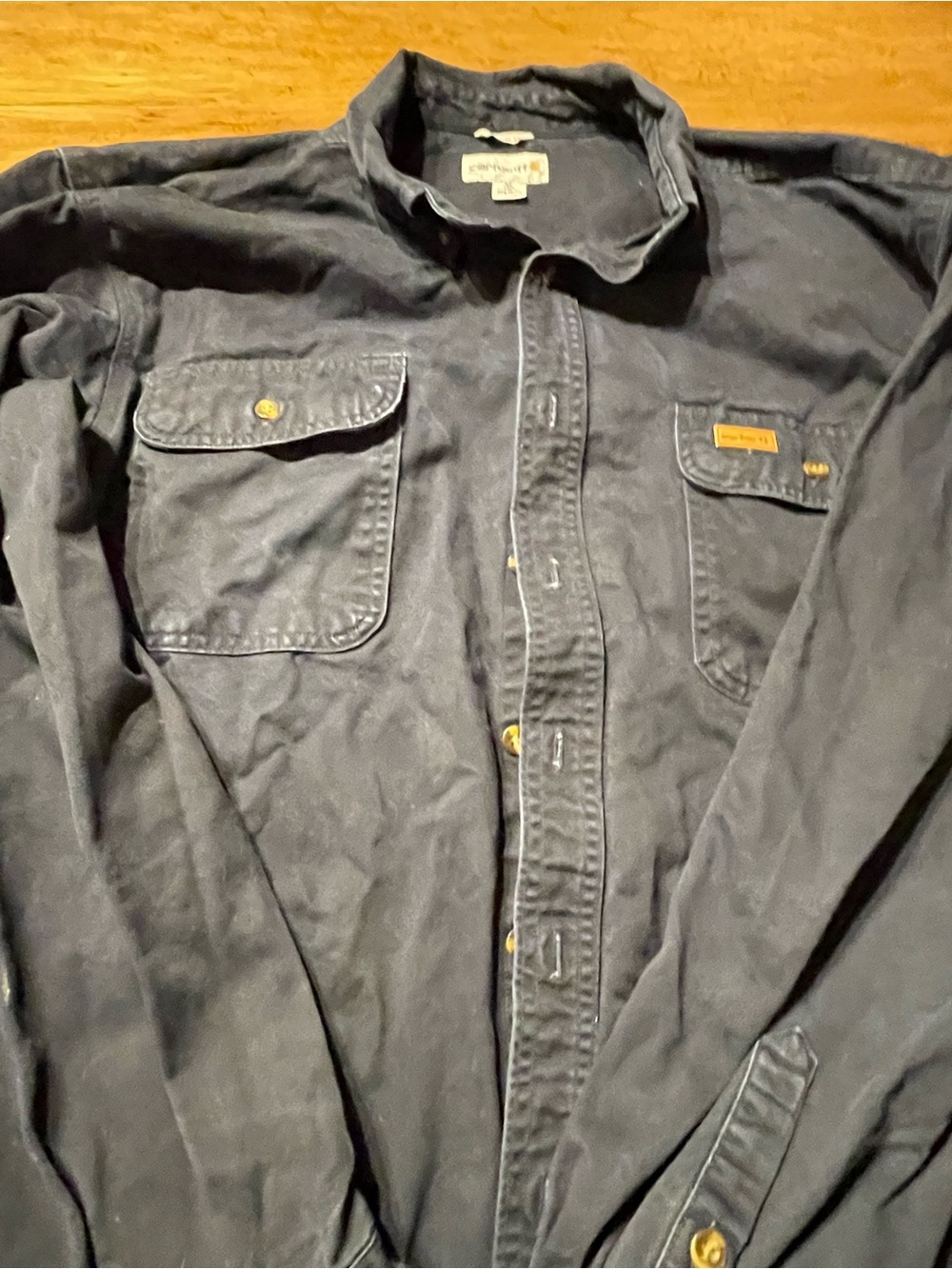 Carhartt Men’s Dark Navy Denim Button-Down Work Shirt
